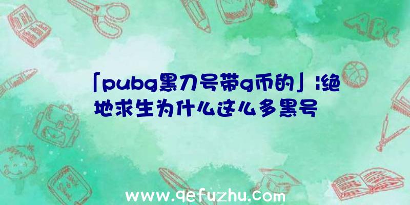 「pubg黑刀号带g币的」|绝地求生为什么这么多黑号